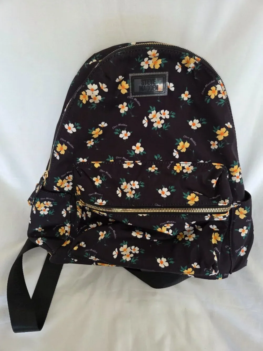 NWOT Steve Madden BLACK floral backpack W/POUCH